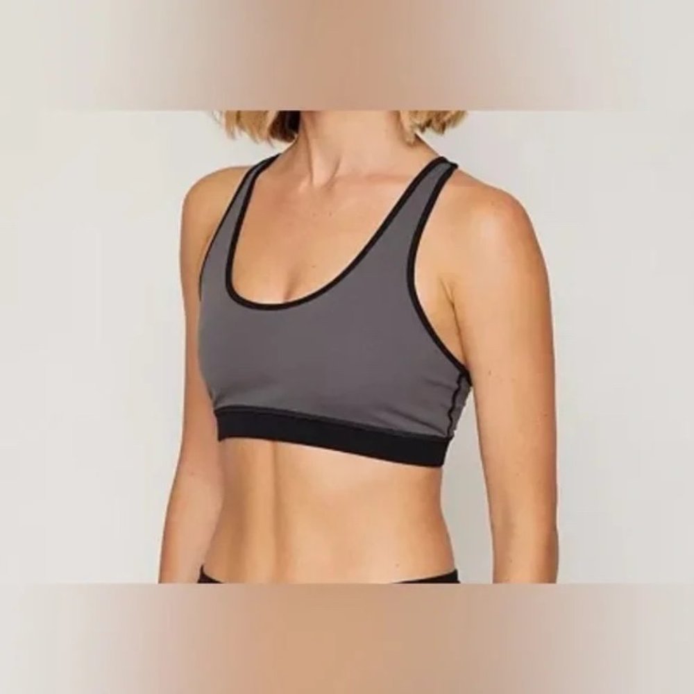 FOURLAPS‎ Infinity Sports Bra Crossover Straps Graphite Black NWT Large